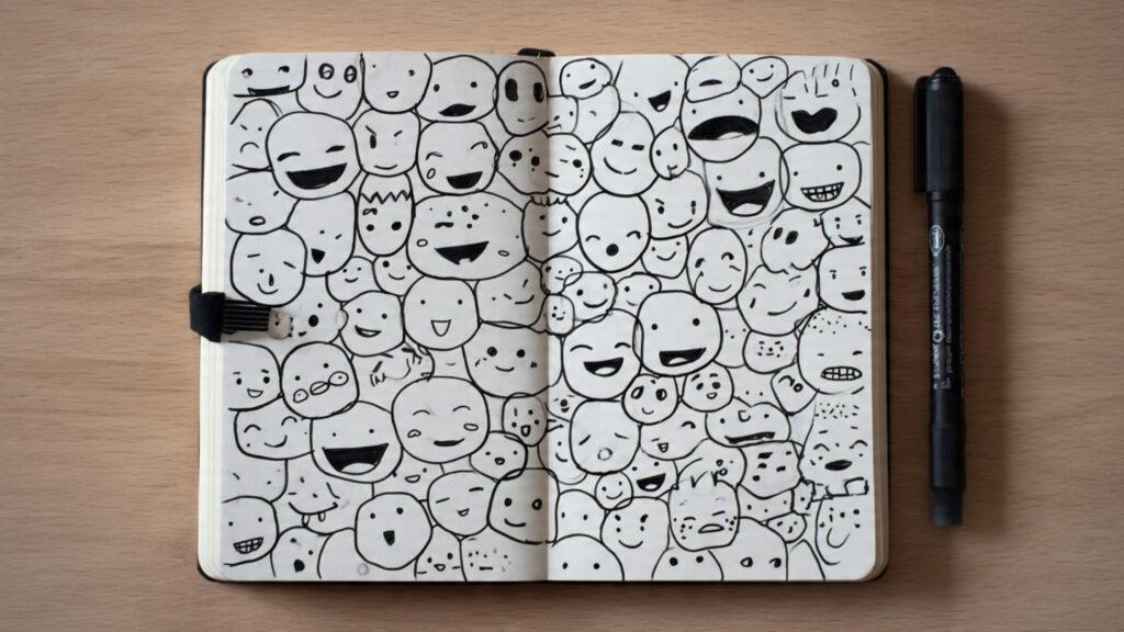 13 Simple Drawing Ideas Anyone Can Try Today cute doodle faces with simple expressions black in
