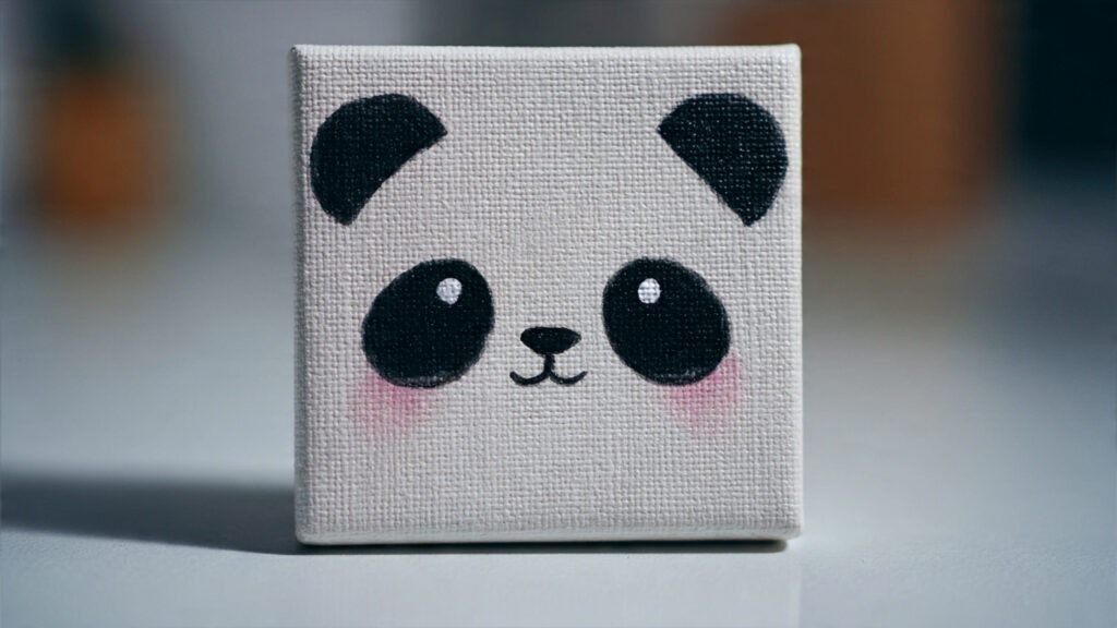 cute panda face acrylic mini painting on mini canv