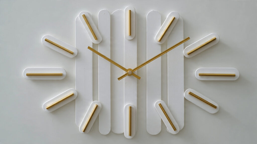 diy popsicle stick wall clock painted white and go (1)