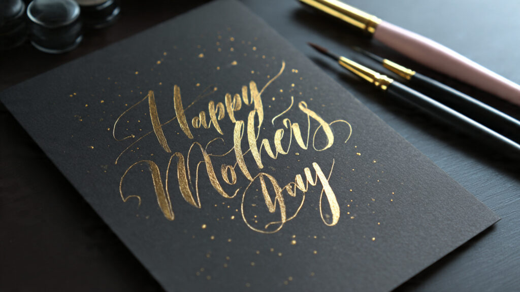 elegant mothers day card with gold foil lettering 