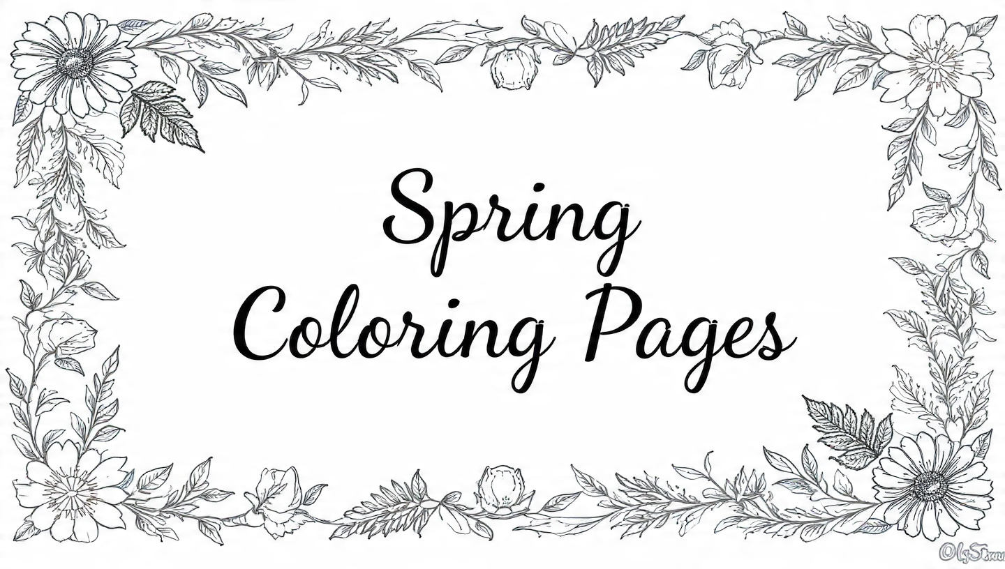 Beautiful Spring Coloring Pages 25 for Kids & Adults floral border frame with spring coloring pages tex