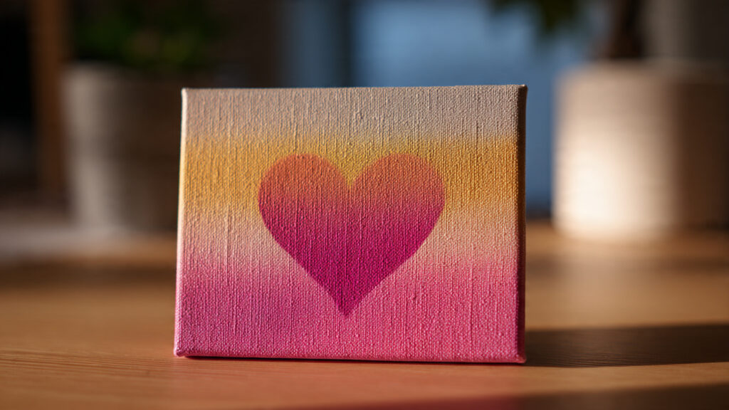 gradient heart mini canvas painting