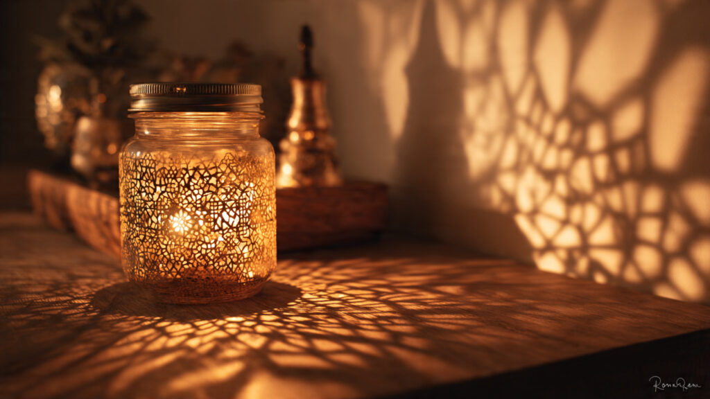 handcrafted ramadan lantern made from glass jar wi