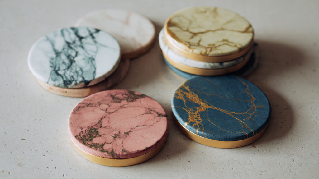 Creative Air Dry Clay DIY Ideas & Tips handmade clay coasters with marble effect modern t
