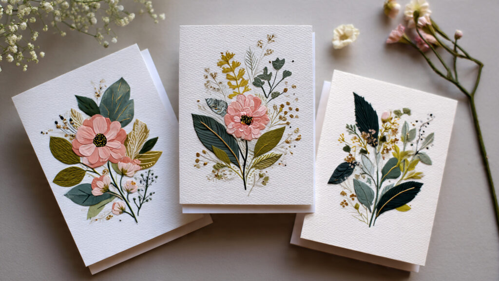 Creative Craft Ideas to Try at Home in 2026 handmade greeting cards with floral art and modern (1)