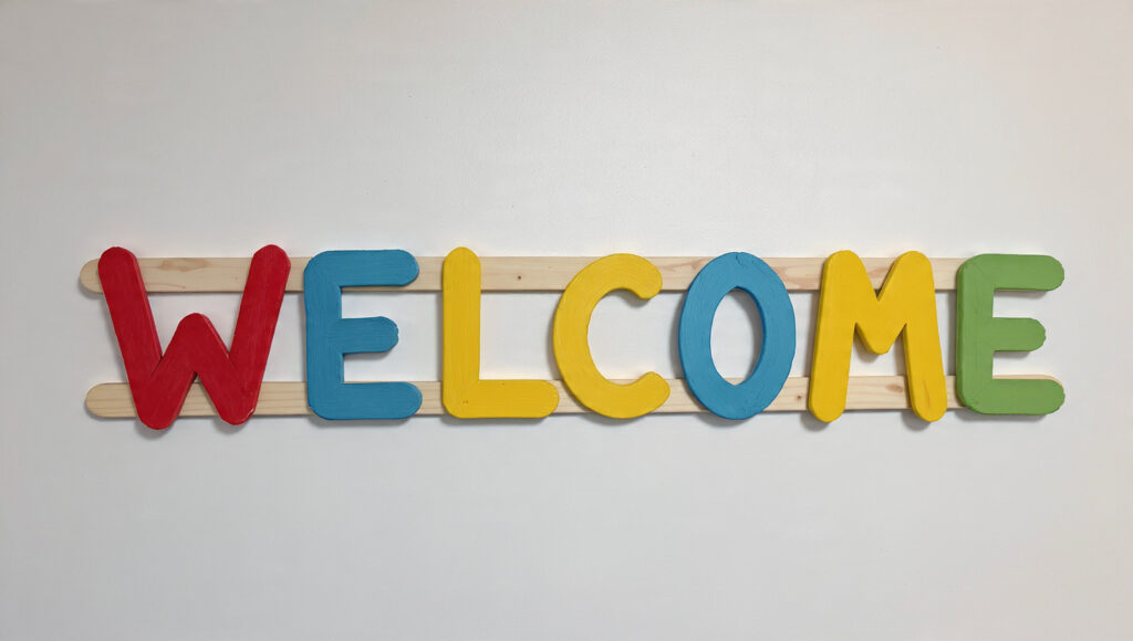 handmade popsicle stick nameplate with colorful le