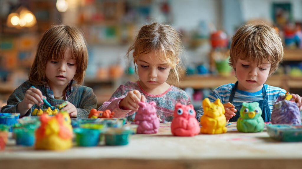 Creative Air Dry Clay DIY Ideas & Tips kids making clay animal figurines colorful paints