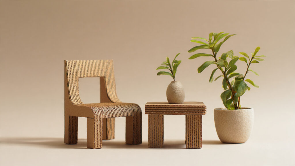 Creative Cardboard Crafts Ideas: 10 Cardboard Craft into Art mini cardboard furniture set including chair and t