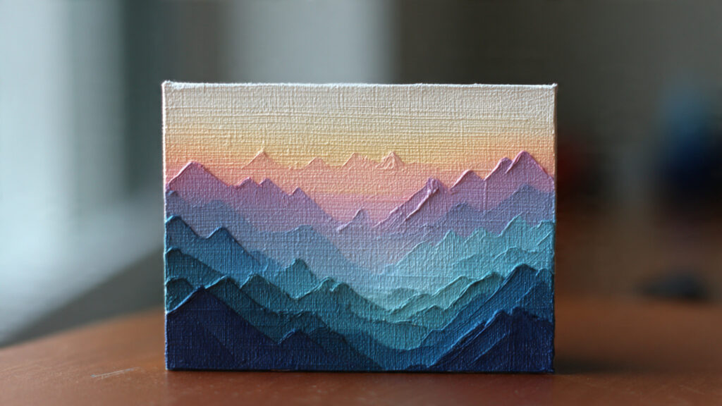 mini mountain landscape acrylic painting on mini c