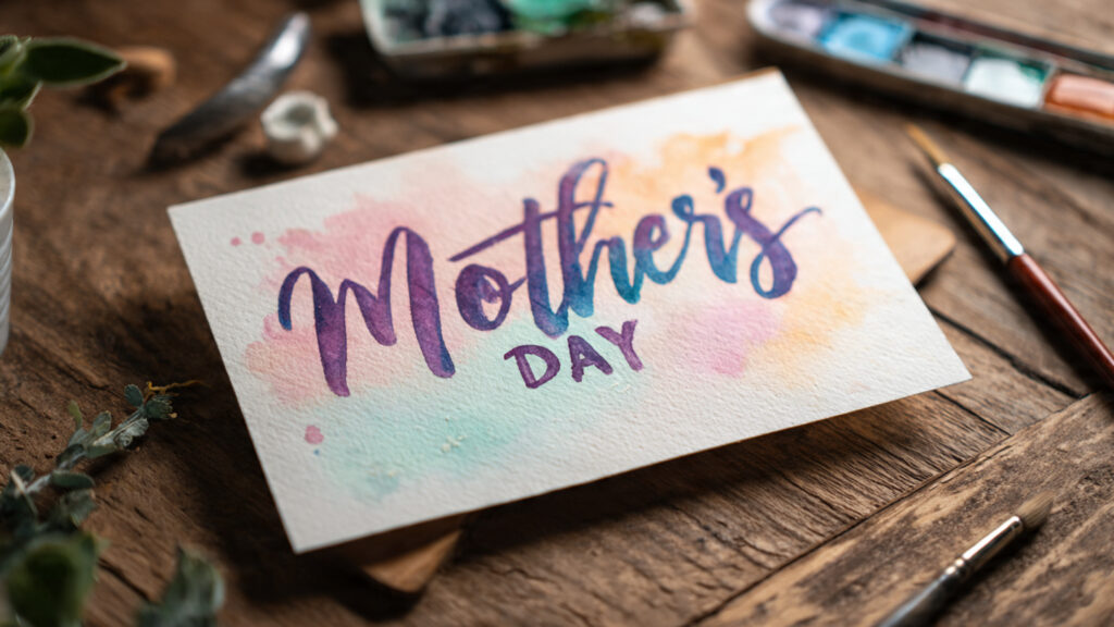 mothers day card with soft pastel watercolor wash 
