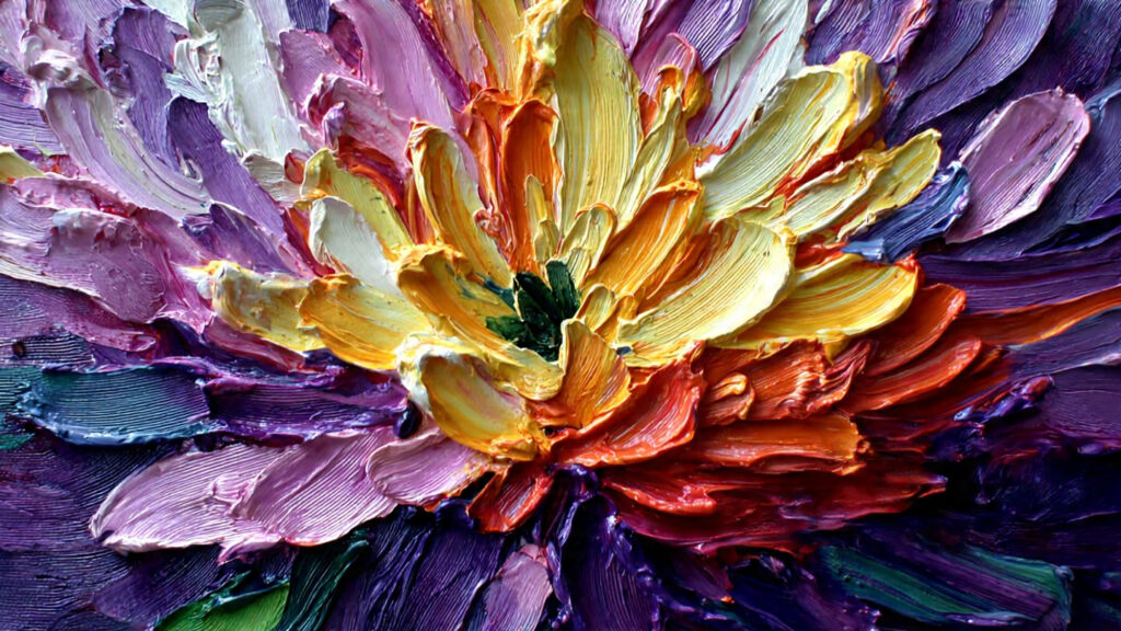 palette knife flower painting with thick impasto t (1)