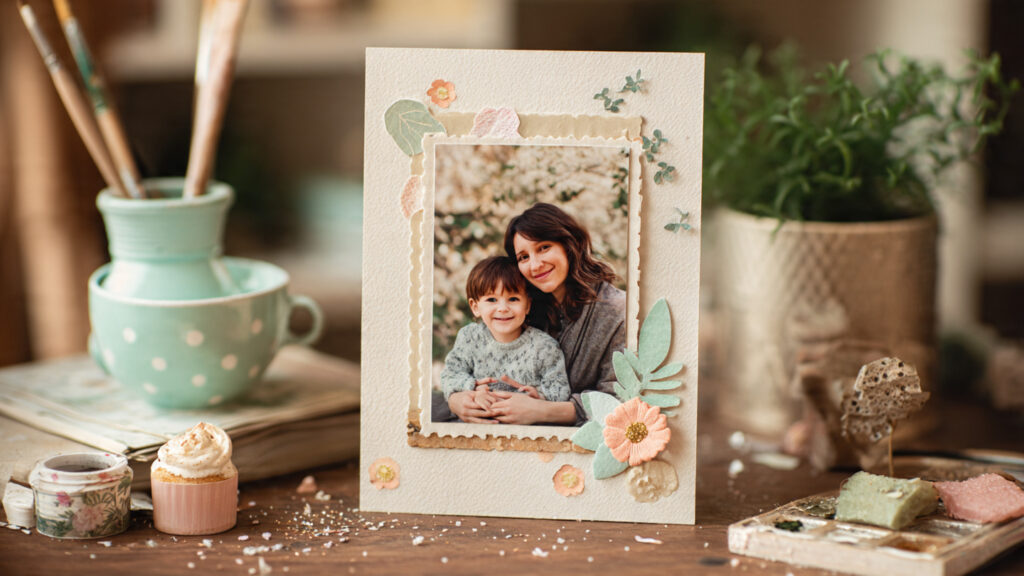 scrapbook style mothers day card with printed fami (1)