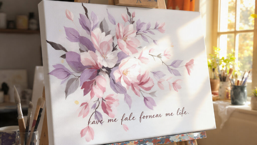 soft pastel floral acrylic painting on canvas with