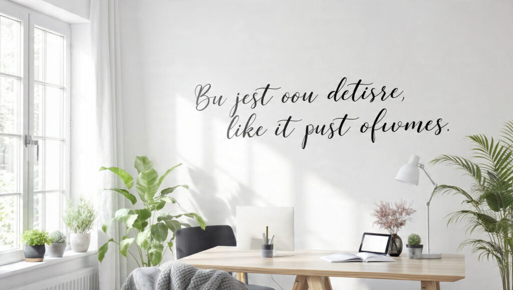 Stunning Wall Decor Painting: 13 Ideas to Transform Your Home a bright home office with inspirational quote hand