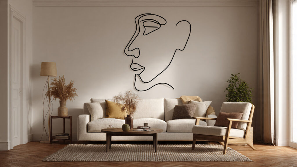 Stunning Wall Decor Painting: 13 Ideas to Transform Your Home a minimalist living room with a white wall featuri