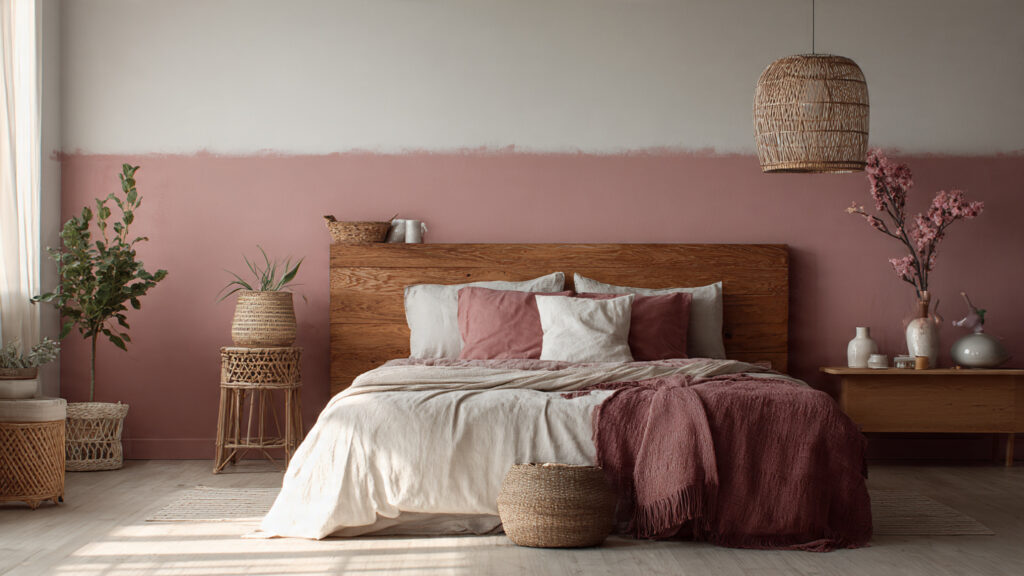 Stunning Wall Decor Painting: 13 Ideas to Transform Your Home a stylish bedroom with a half painted wall design