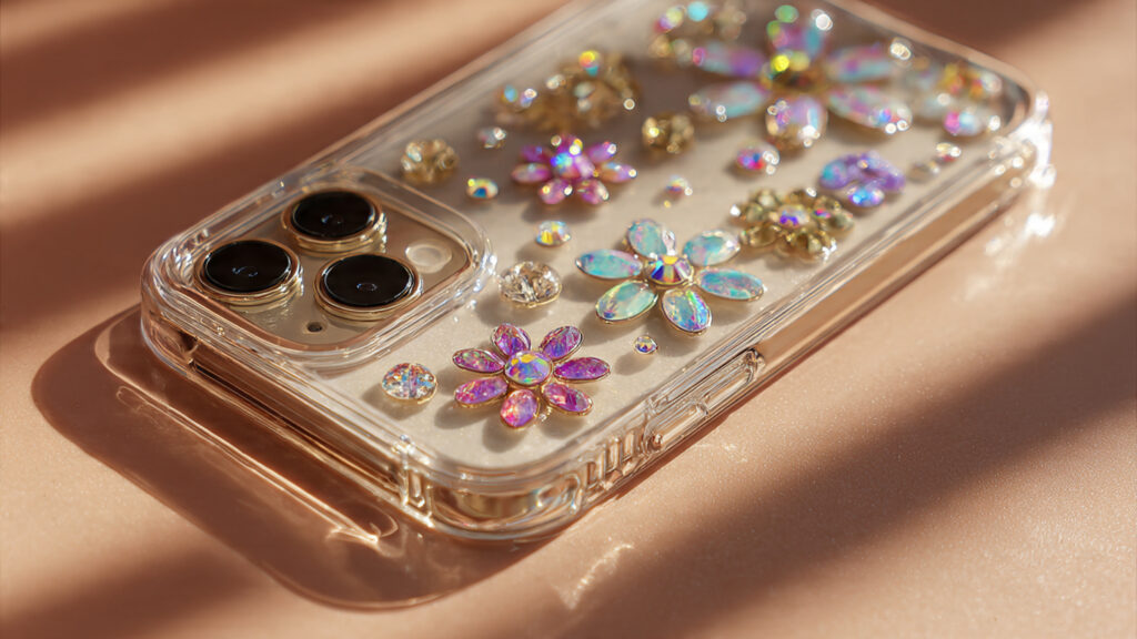 18 Cute Things to Bedazzle for Trendy DIY Crafts and Gifts a transparent phone case decorated with colorful r