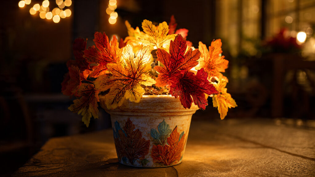 25 Creative Flower Pot Painting Ideas for DIY Garden Décor autumn themed painted flower pot with colorful fal