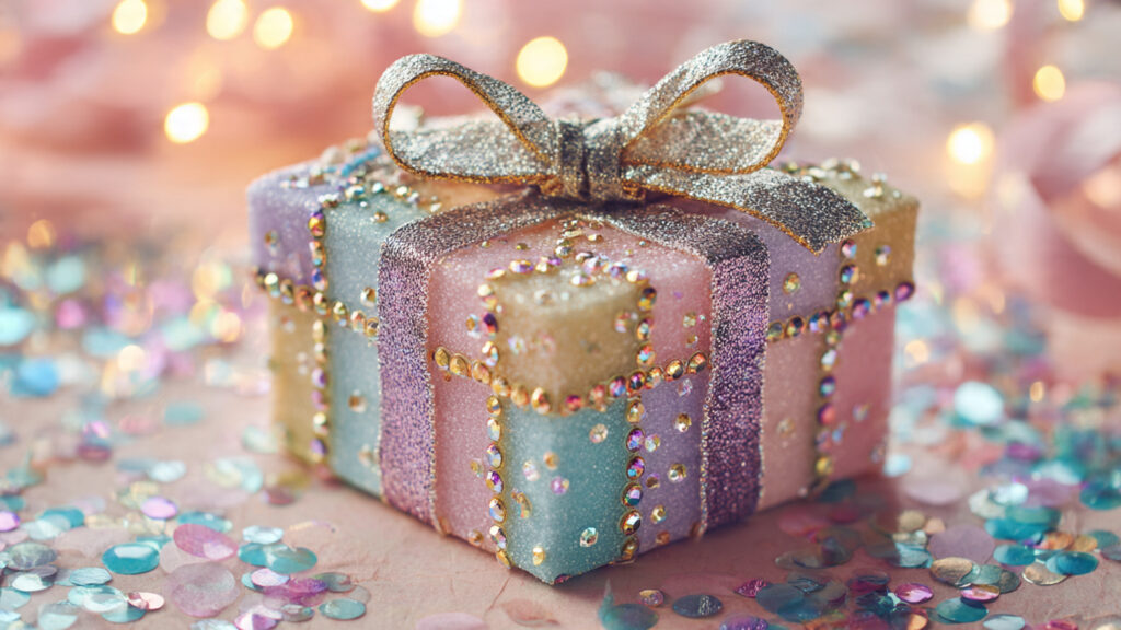 18 Cute Things to Bedazzle for Trendy DIY Crafts and Gifts beautiful pastel gift box covered with colorful rh