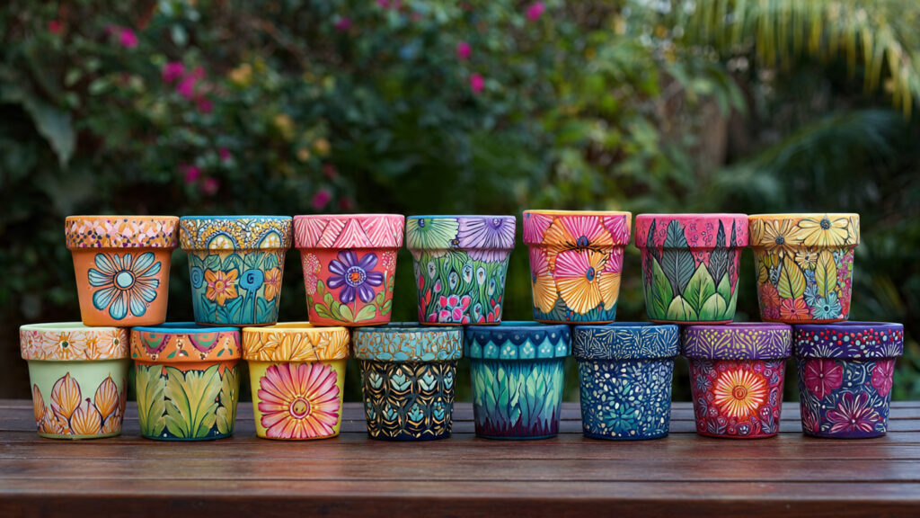 25 Creative Flower Pot Painting Ideas for DIY Garden Décor collection of beautifully hand painted flower pots