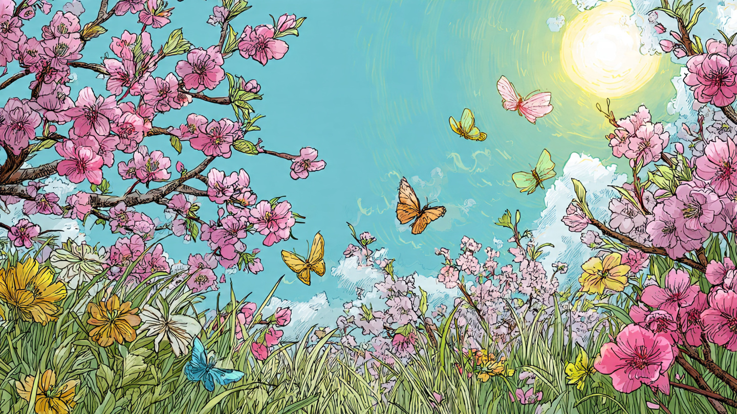 Spring Drawing Ideas: Creative Inspiration for Seasonal Art colorful spring drawing scene with blooming flower