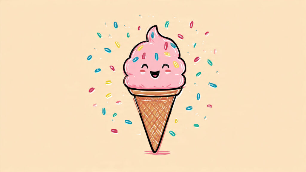 Adorable Cute Drawings for Kids 9: Fun & Easy Art Ideas cute smiling ice cream cone cartoon drawing for ki