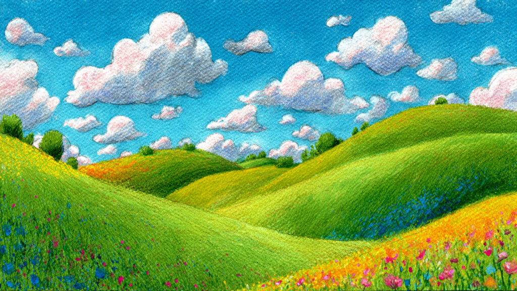 Spring Drawing Ideas: Creative Inspiration for Seasonal Art spring landscape drawing with green hills colorful