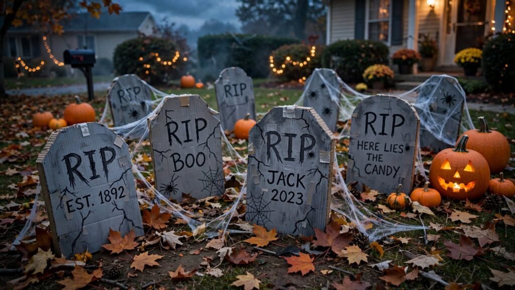 cardboard tombstone graveyard