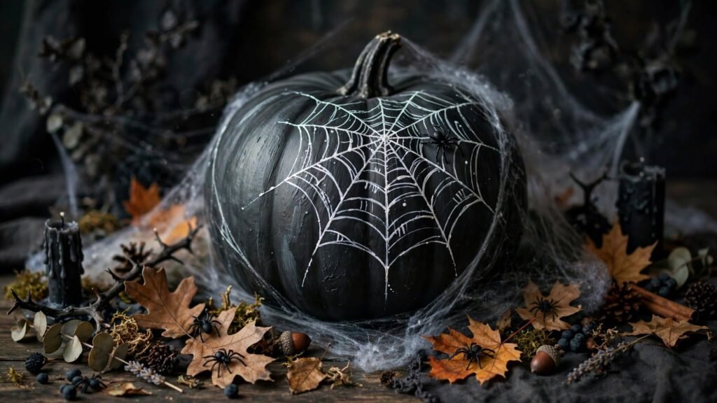 charcoal pumpkin spiderweb