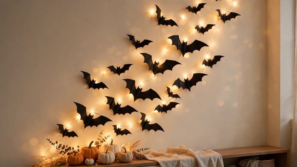 10 Simple Halloween to Transform Your Home cozy fairy lights bats