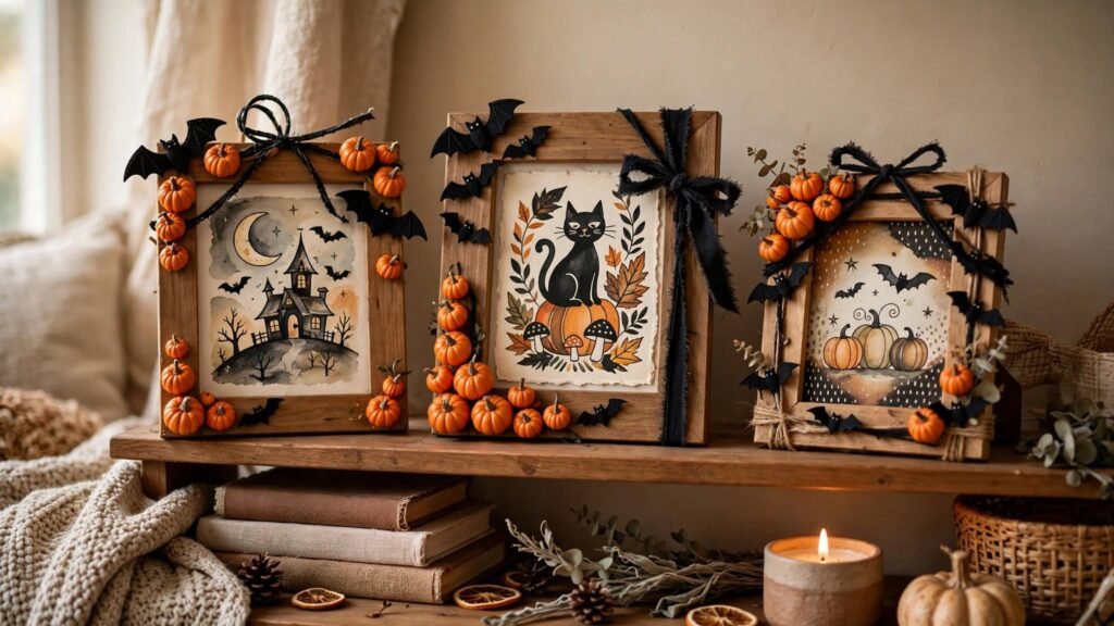 15 Easy & Simple Halloween Decor Ideas cozy halloween shelf 1