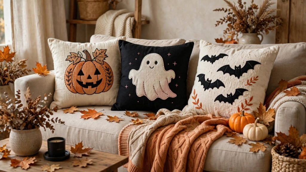 15 Easy & Simple Halloween Decor Ideas cozy halloween sofa