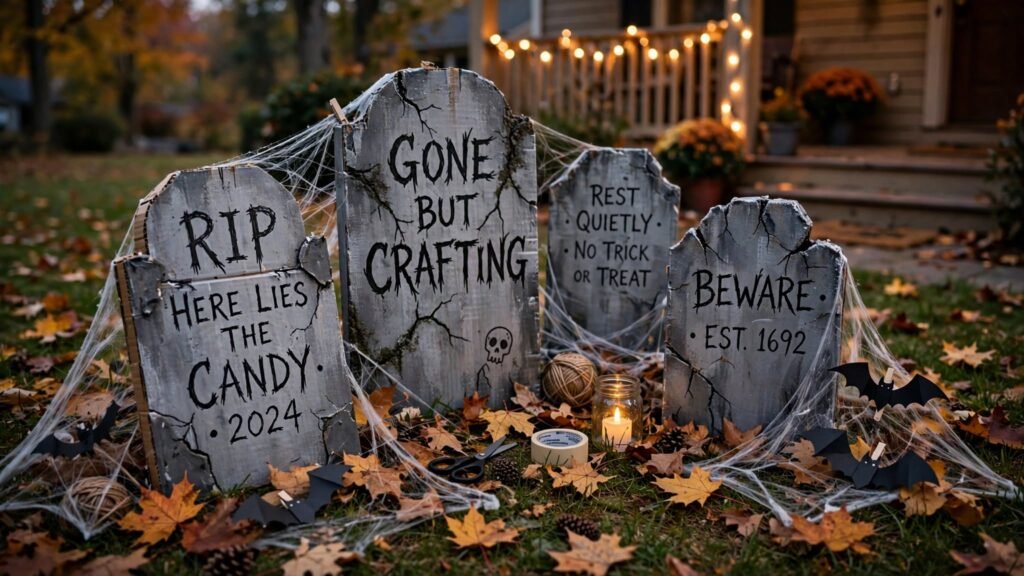 9 DIY Outdoor Halloween Decoration Ideas diy halloween tombstones