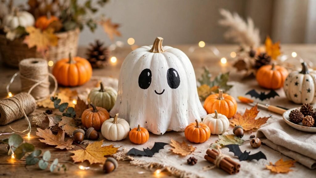 ghost pumpkin craft scene