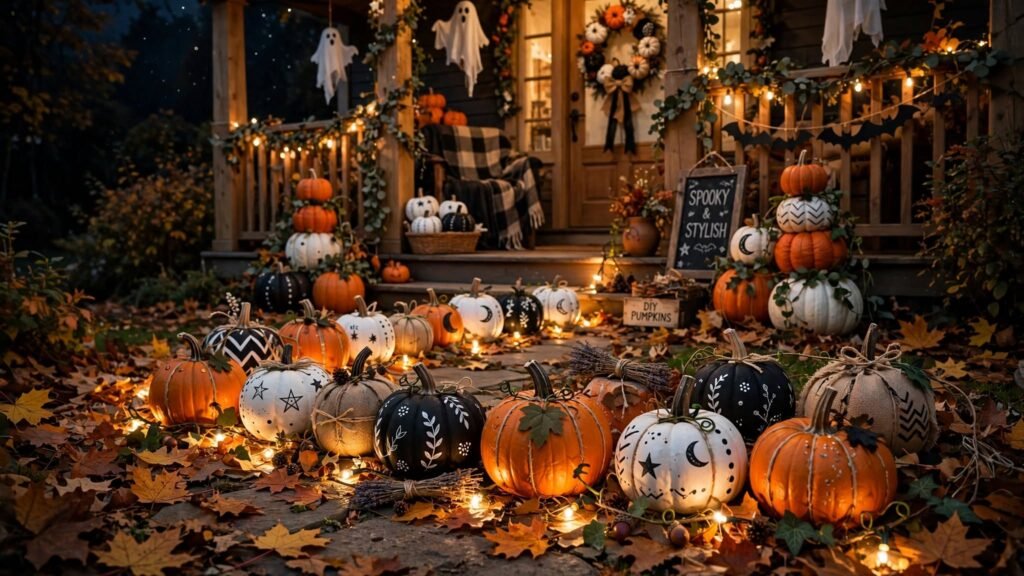 glowing pumpkin pathway