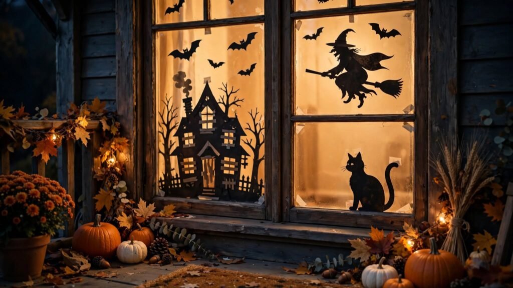 9 DIY Outdoor Halloween Decoration Ideas halloween window silhouettes