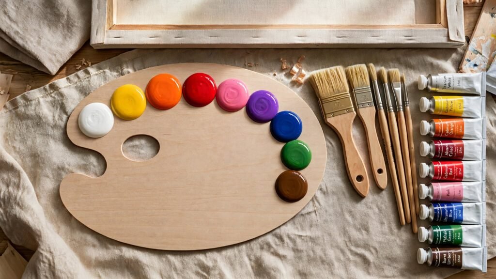 image 20260922 161017 please add some oil paint colors on the pallete cl make dots slightly larger a