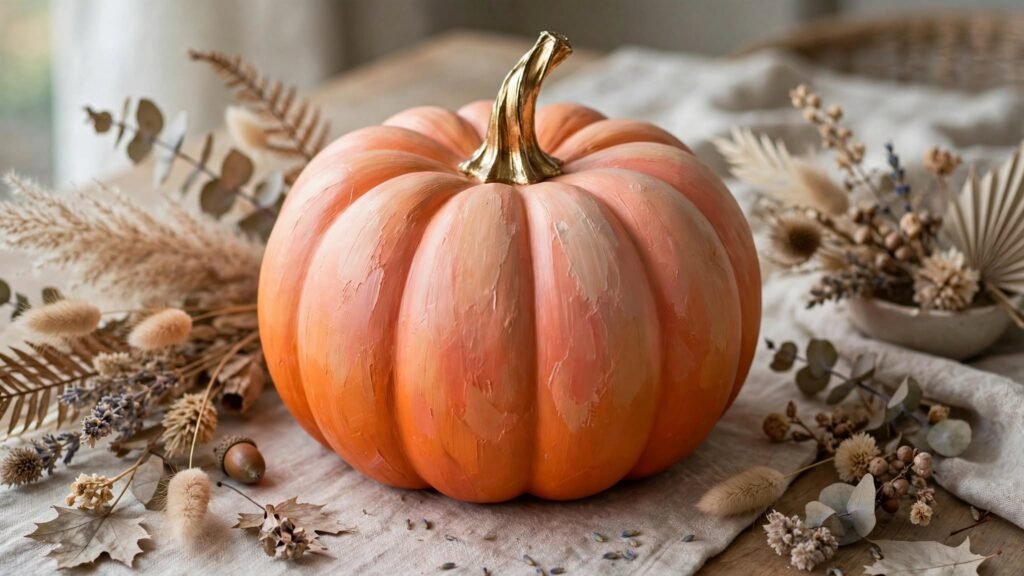 20 Pumpkin Painting Ideas for Halloween ombre pumpkin tabletop