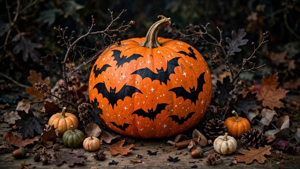 painted pumpkin bats