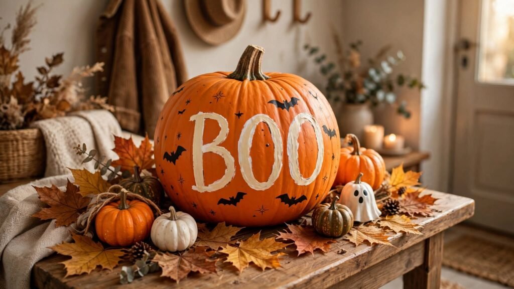 painted pumpkin entryway