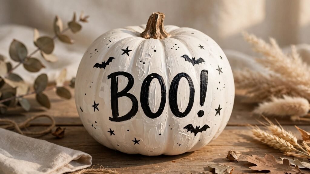 20 Pumpkin Painting Ideas for Halloween pumpkin boo acrylic craft