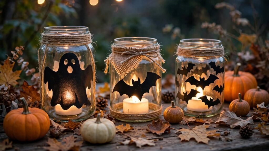 10 Simple Halloween to Transform Your Home upcycled jar lanterns