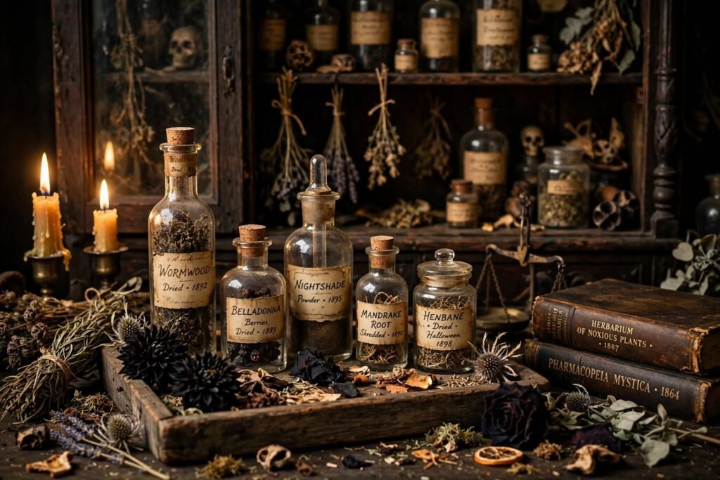 vintage apothecary candlelit