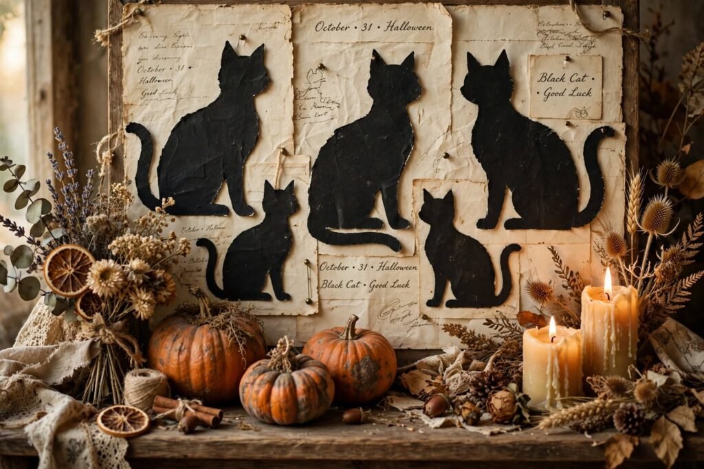 12 Easy Vintage Halloween Decorations vintage cat silhouettes display