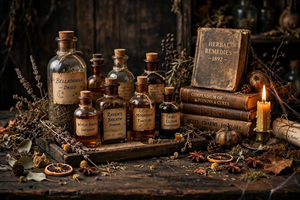 12 Easy Vintage Halloween Decorations vintage halloween apothecary