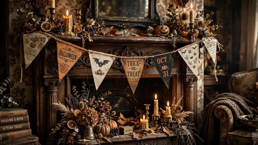 vintage halloween fireplace