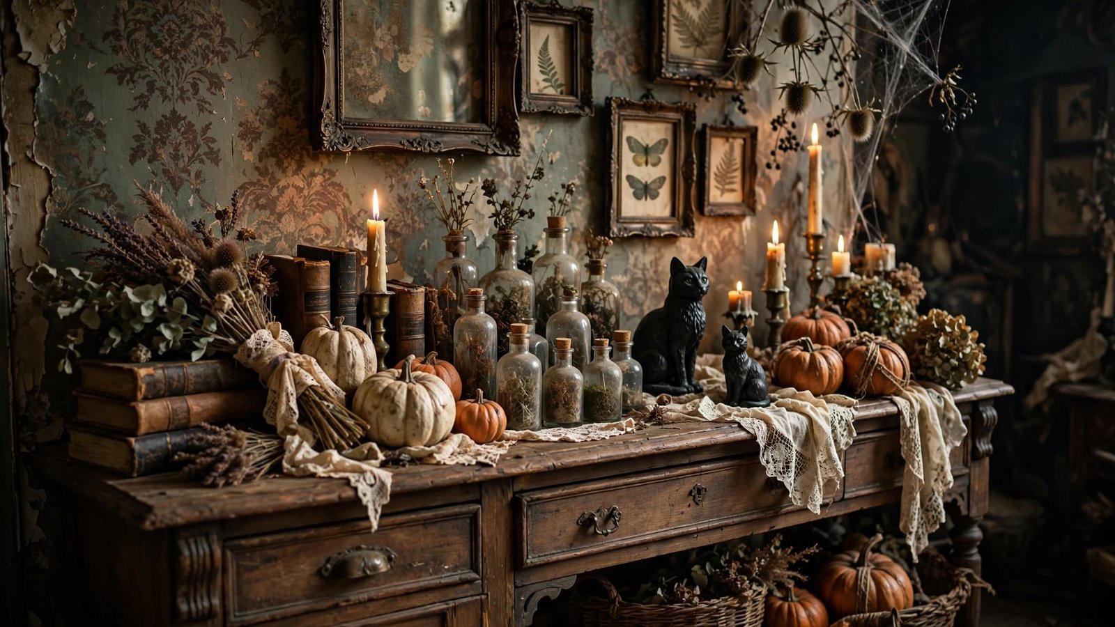 12 Easy Vintage Halloween Decorations vintage halloween mantel