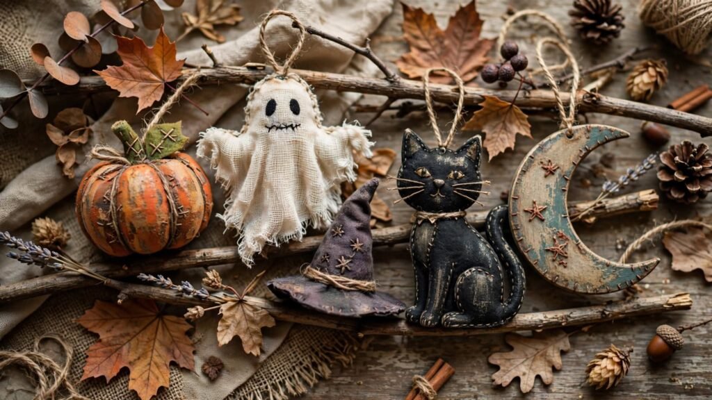 vintage halloween ornament display