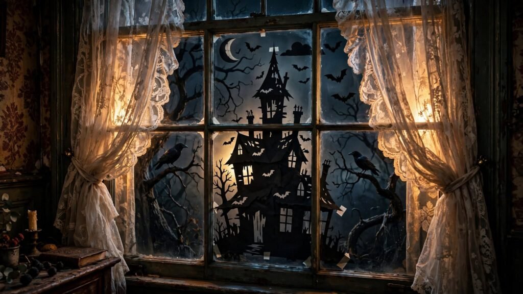 vintage halloween window